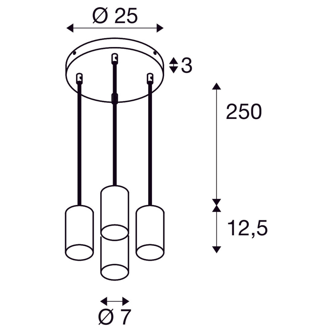 Asto tube rondell takpendel 4-lys-Takpendler-Slv-Svart-slv-1006437-Lightup.no