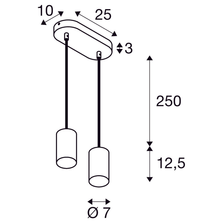 Asto tube takpendel 2-lys-Takpendler-Slv-Svart-slv-1006433-Lightup.no