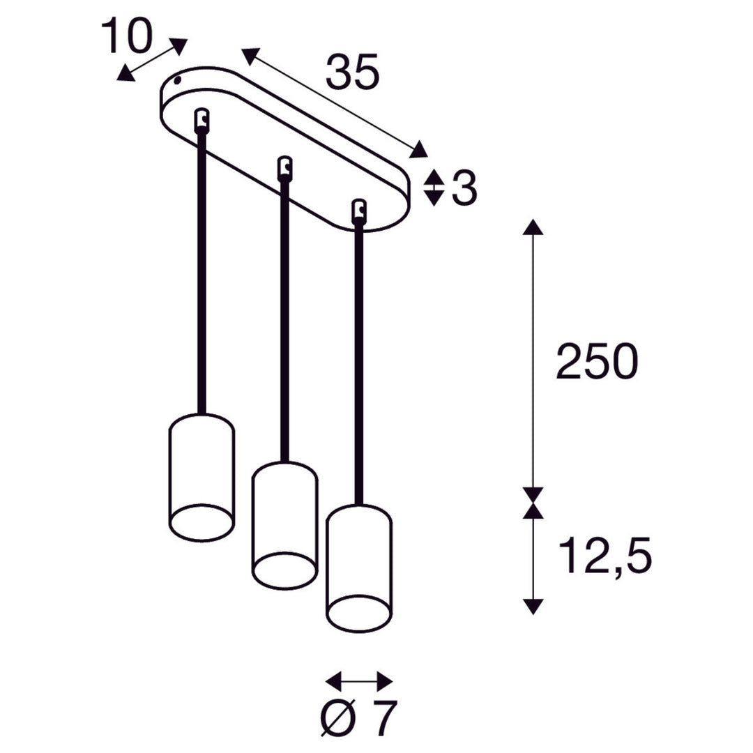 Asto tube takpendel 3-lys-Takpendler-Slv-Svart-slv-1006435-Lightup.no