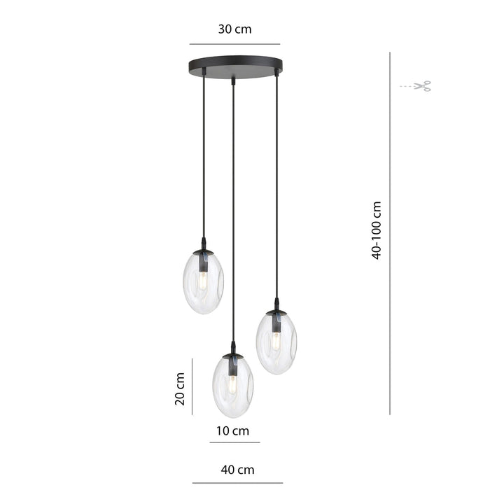 Astral rondell takpendel 3-lys - Svart/Klar-Takpendler-Emibig-Svart / Klar-1265/3PREM-Lightup.no