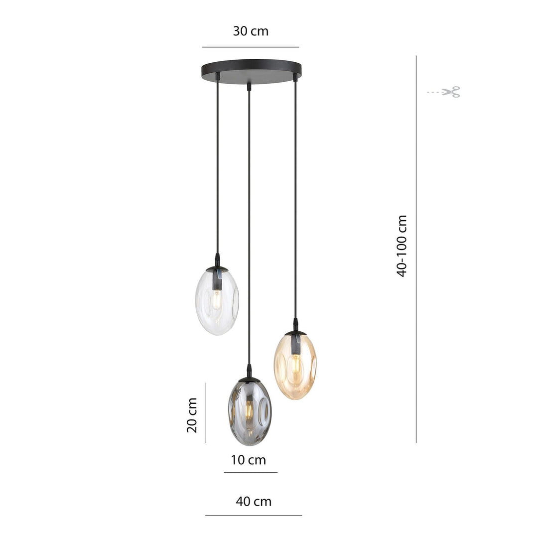 Astral rondell takpendel 3-lys - Svart/Mix-Takpendler-Emibig-Svart / Mix-1268/3PREM-Lightup.no