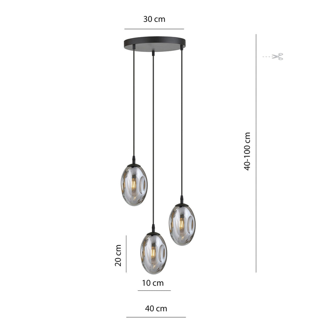 Astral rondell takpendel 3-lys - Svart/Røykfarget-Takpendler-Emibig-Svart / Røyk-1266/3PREM-Lightup.no