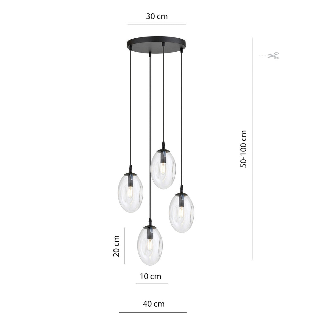 Astral rondell takpendel 4-lys - Svart/Klar-Takpendler-Emibig-Svart / Klar-1265/4PREM-Lightup.no