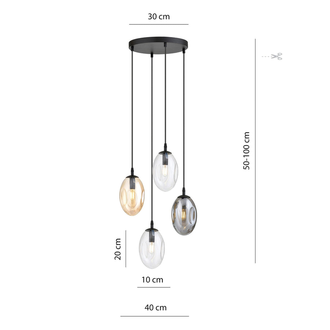 Astral rondell takpendel 4-lys - Svart/Mix-Takpendler-Emibig-Svart / Mix-1268/4PREM-Lightup.no