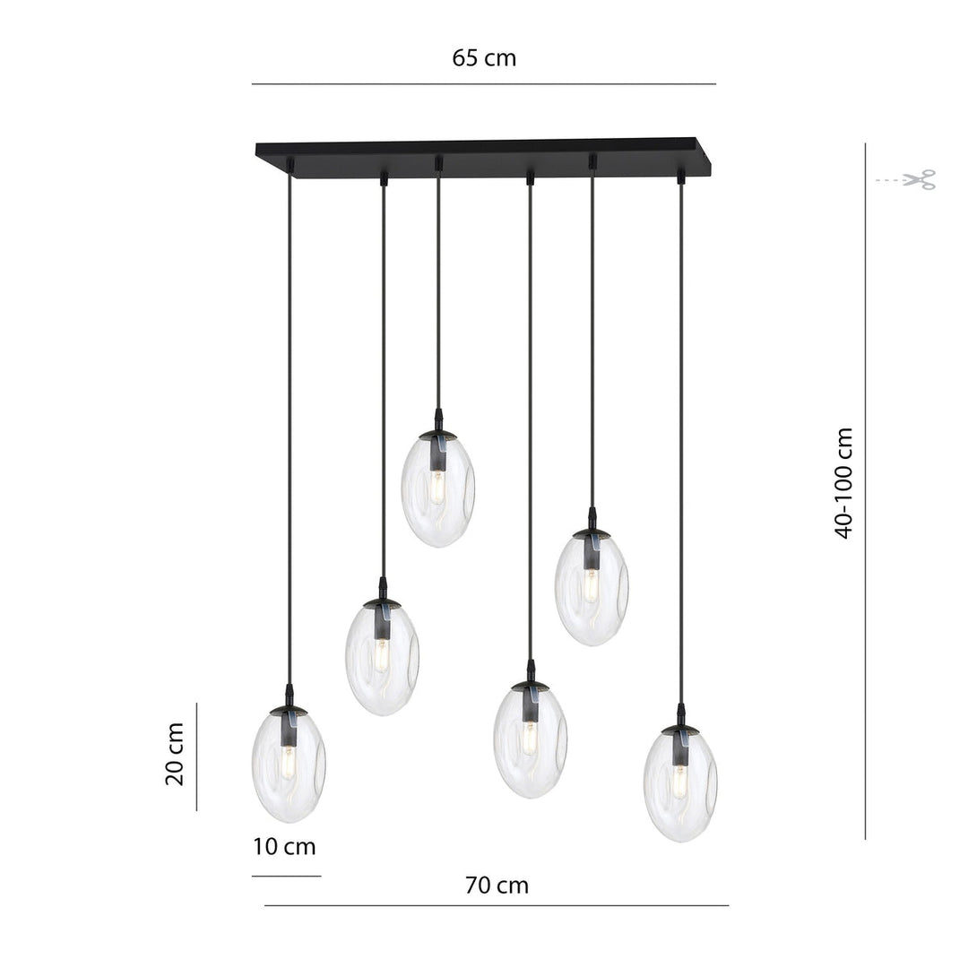 Astral takpendel 6-lys - Svart/Klar-Takpendler-Emibig-Svart / Klar-1265/6-Lightup.no