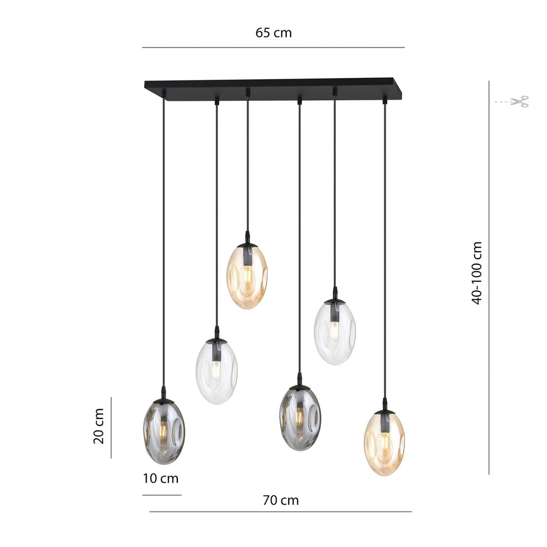 Astral takpendel 6-lys - Svart/Mix-Takpendler-Emibig-Svart / Mix-1268/6M1-Lightup.no