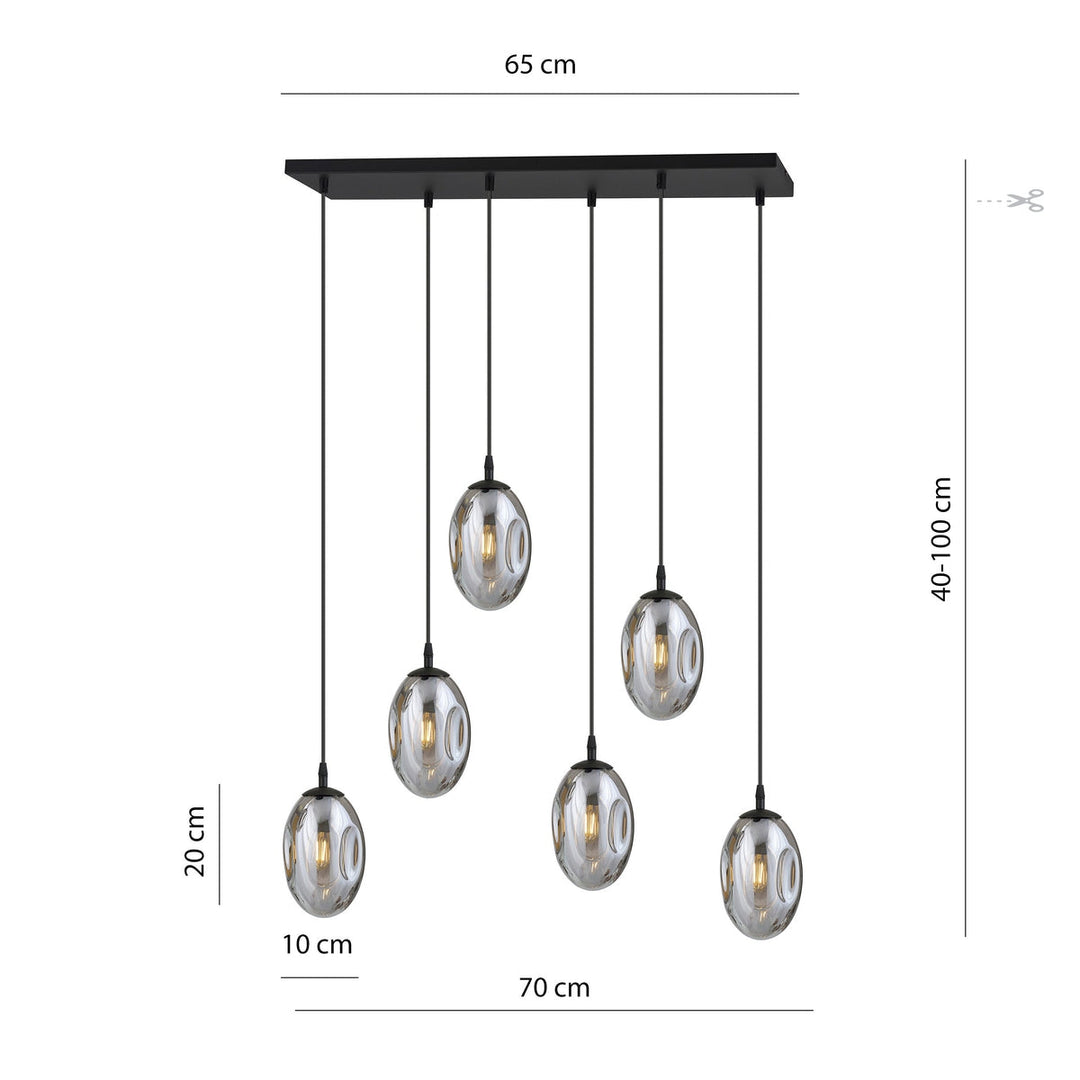 Astral takpendel 6-lys - Svart/Røykfarget-Takpendler-Emibig-Svart / Røyk-1266/6-Lightup.no