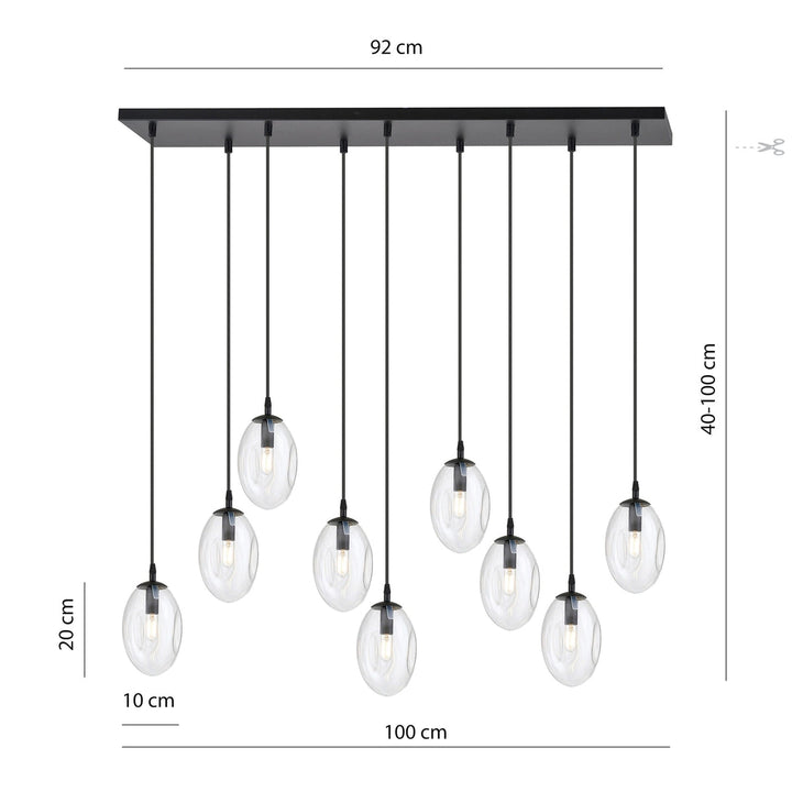 Astral takpendel 9-lys - Svart/Klar-Takpendler-Emibig-Svart / Klar-1265/9-Lightup.no