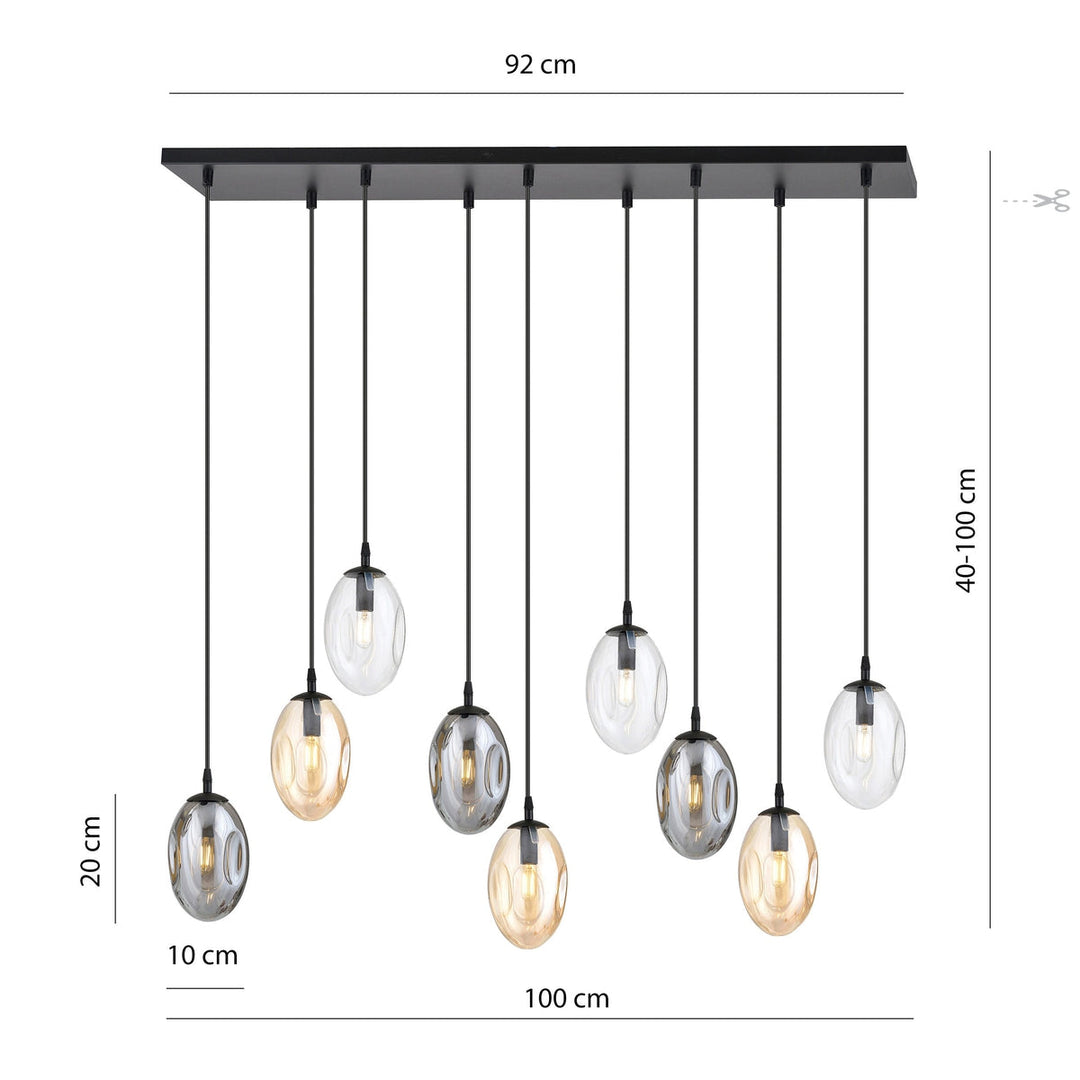 Astral takpendel 9-lys - Svart/Mix-Takpendler-Emibig-Svart / Mix-1268/9M1-Lightup.no