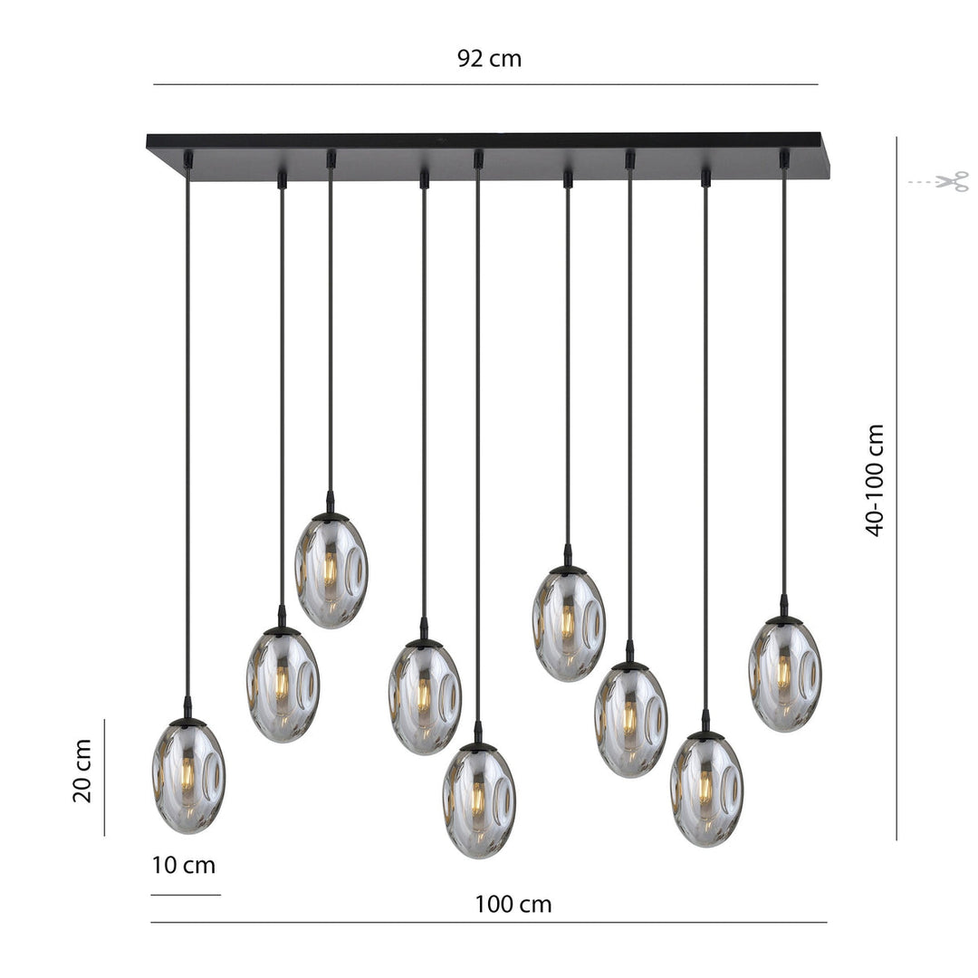 Astral takpendel 9-lys - Svart/Røykfarget-Takpendler-Emibig-Svart / Røyk-1266/9-Lightup.no