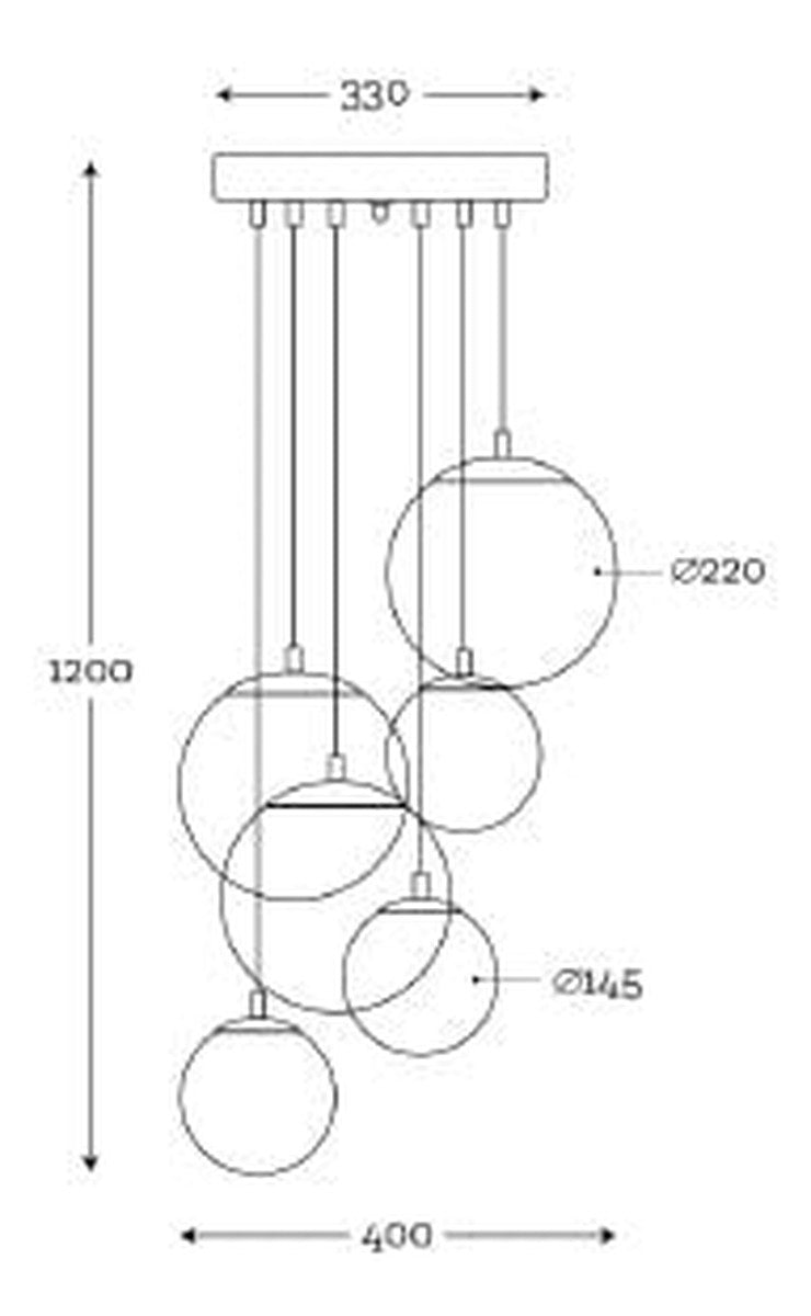 Bacan takpendel rondell 6-lys - Børstet stål/multifarget-Takpendler-NorDesign-Børstet Stål-27-6851001-Lightup.no