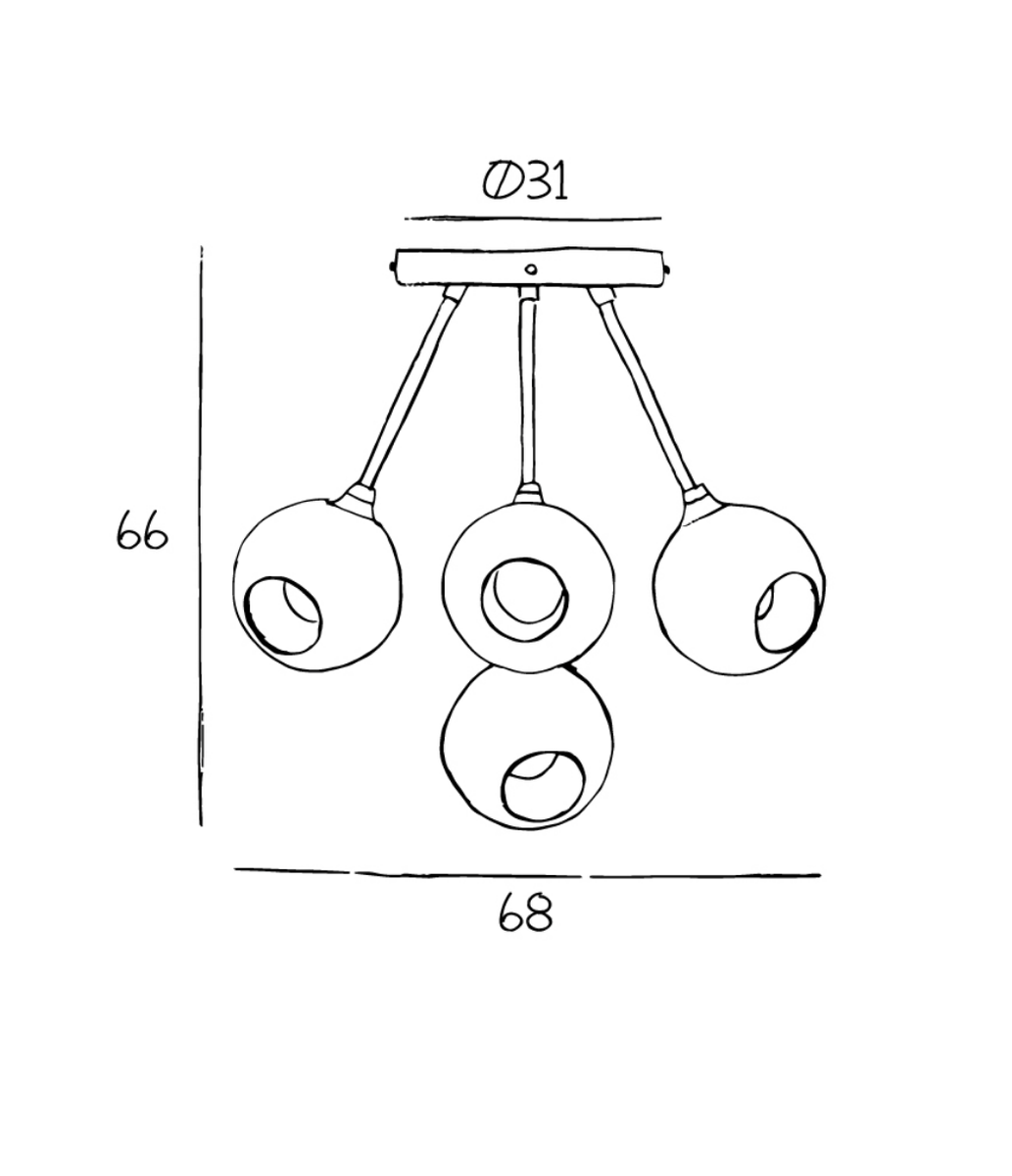 Ballroom Molecule taklampe - messing base/hvitt glass-Takpendler-Design by Us-Messing / Hvit-Des__22722-Lightup.no