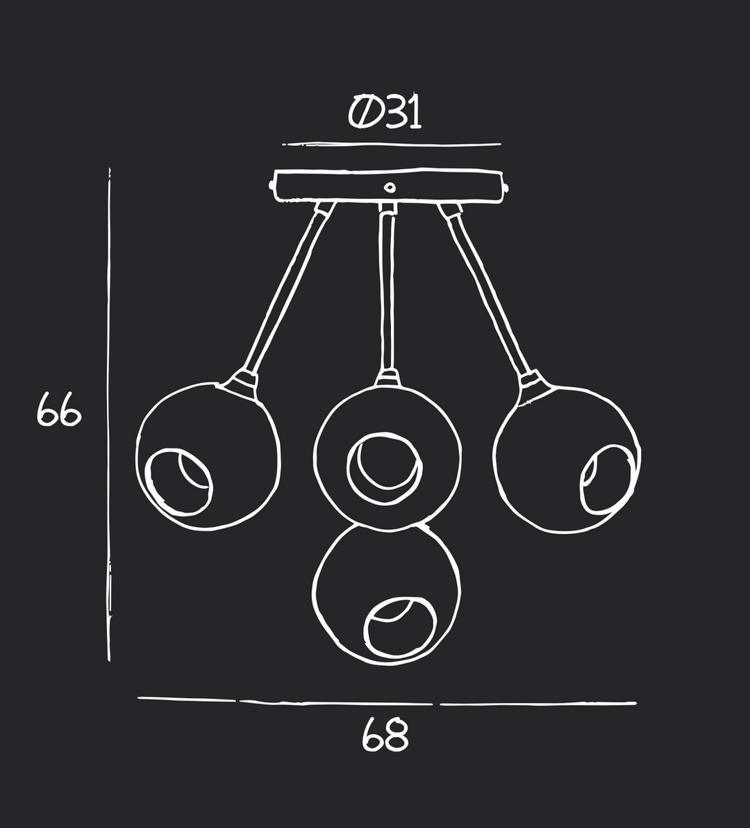 Ballroom Molecule taklampe - svart base/sotet glass-Takpendler-Design by Us-Svart / Sotet-Des__22728-Lightup.no