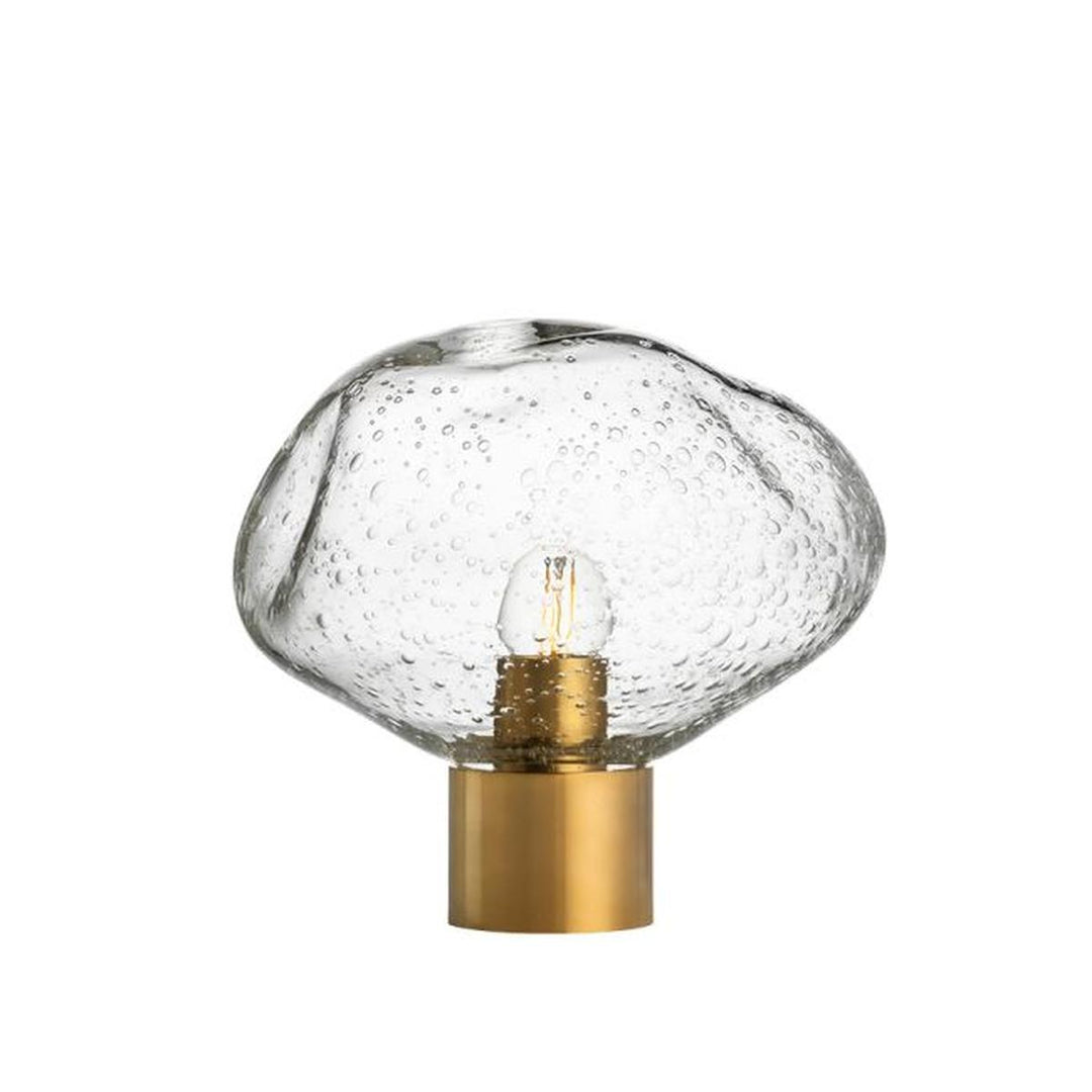 Crystal Stone bordlampe med messing base-Bordlamper-Hadeland Glassverk-Klar-Hak__250-CS-1001-12-T13BN-Lightup.no