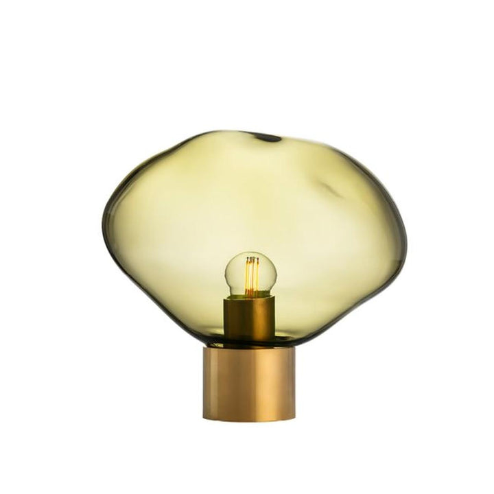 Crystal Stone bordlampe med messing base-Bordlamper-Hadeland Glassverk-Grønn-Hak__250-CS-1004-T13BNDL-Lightup.no