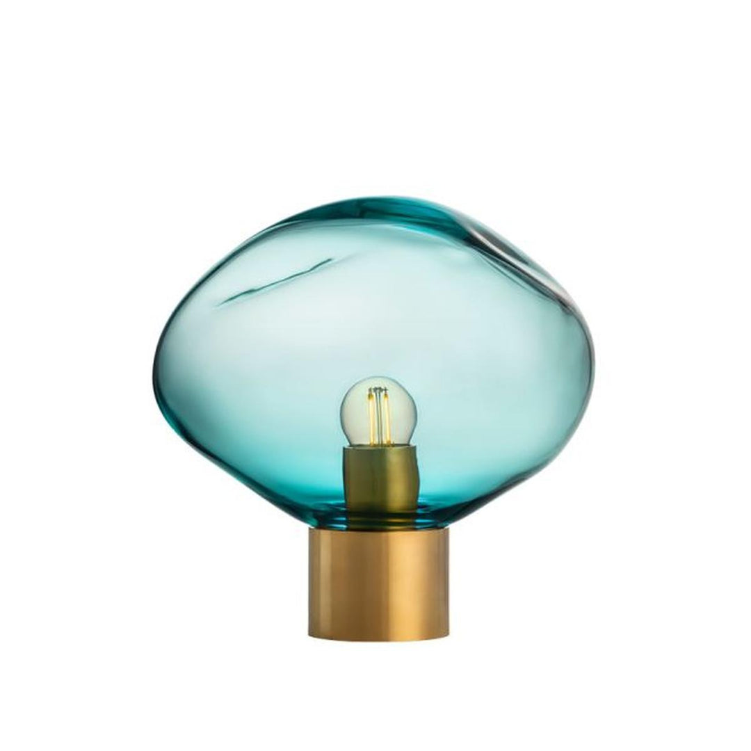 Crystal Stone bordlampe med messing base-Bordlamper-Hadeland Glassverk-Blå-Hak__250-CS-2029-T13BND-Lightup.no