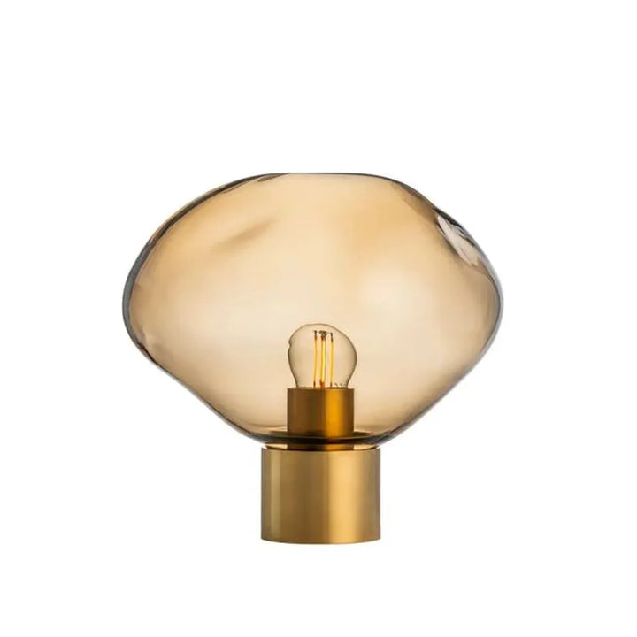 Crystal Stone bordlampe med messing base-Bordlamper-Hadeland Glassverk-Brun-Hak__250-CS-2053-T13BNDL-Lightup.no