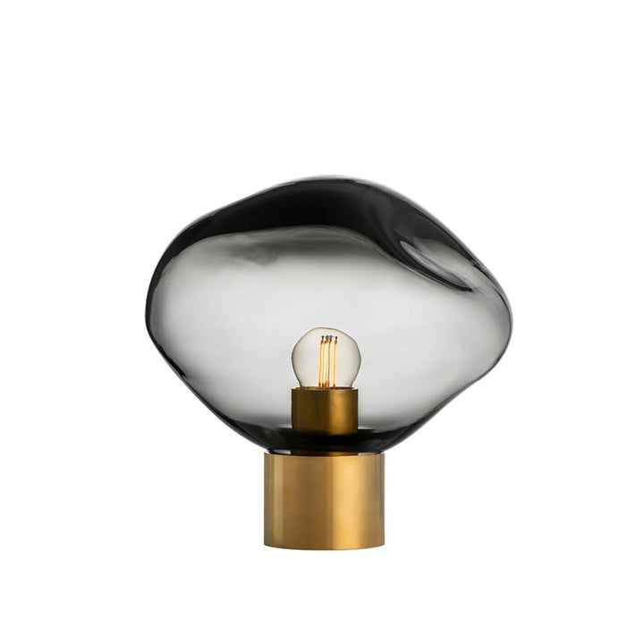 Crystal Stone bordlampe med messing base-Bordlamper-Hadeland Glassverk-Røykgrå-Hak__250-CS-2233-T13BNDL-Lightup.no