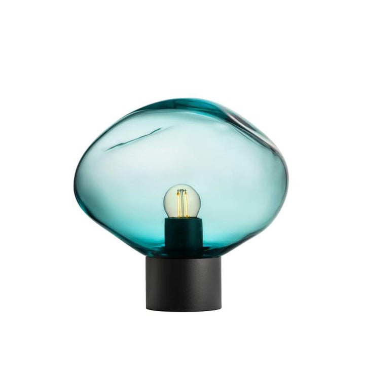 Crystal Stone bordlampe med svart base-Bordlamper-Hadeland Glassverk-Blå-Hak__250-CS-2029-T11BNDL-Lightup.no