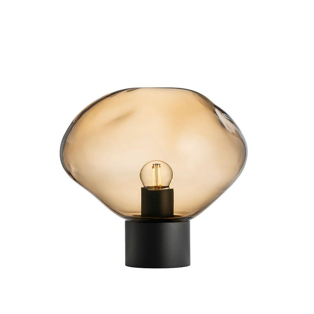 Crystal Stone bordlampe med svart base-Bordlamper-Hadeland Glassverk-Brun-Hak__250-CS-2053-T11BNDL-Lightup.no