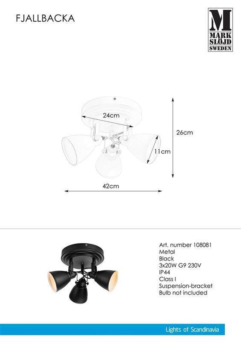 Fjellbacka taklampe IP44 - Svart - Svart-Taklamper-Marksløjd-Svart-Mrk-108081-Lightup.no