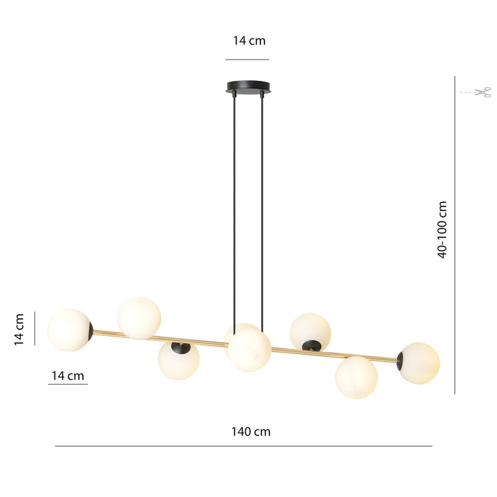 Gravity takpendel 8-lys - Svart/Opal/Gullfarget-Takpendler-Emibig-Svart / Opal-1241/8-Lightup.no