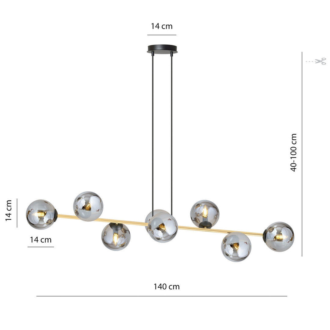 Gravity takpendel 8-lys - Svart/Røyk/Gullfarget-Takpendler-Emibig-Svart / Røyk / Gull-1237/8-Lightup.no