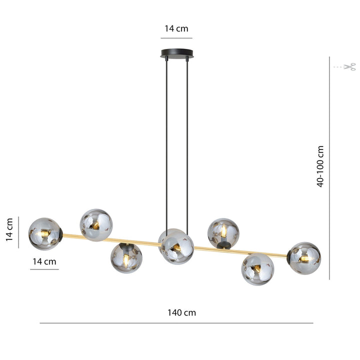 Gravity takpendel 8-lys - Svart/Røyk/Gullfarget-Takpendler-Emibig-Svart / Røyk / Gull-1237/8-Lightup.no