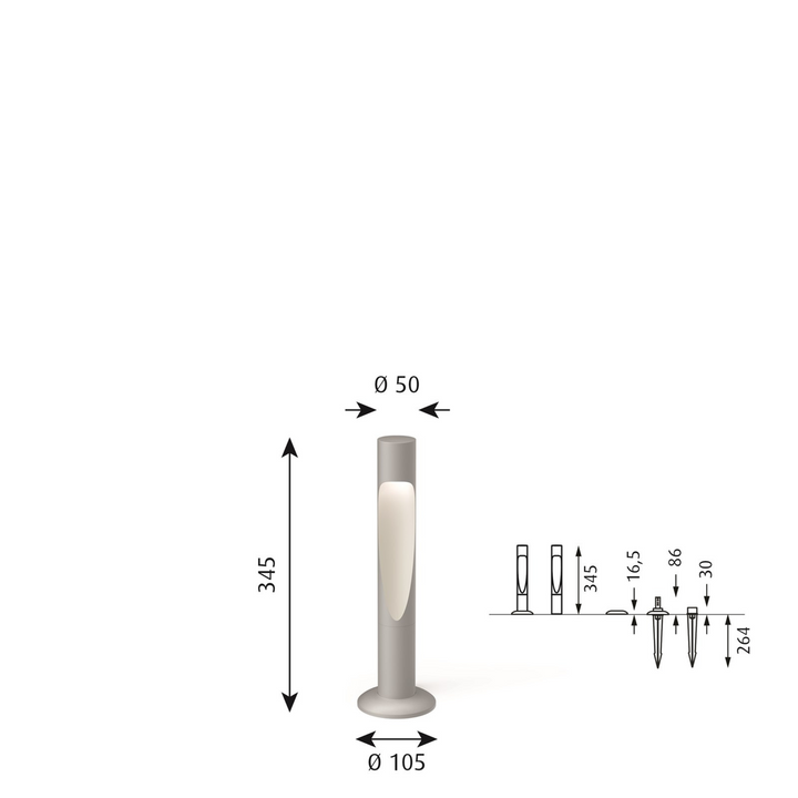 Louis Poulsen Flindt Garden jordspyd u/adapter kort-Utebelysning pullert-Louis Poulsen-Corten-2700 Kelvin-LP__5747402542-Lightup.no