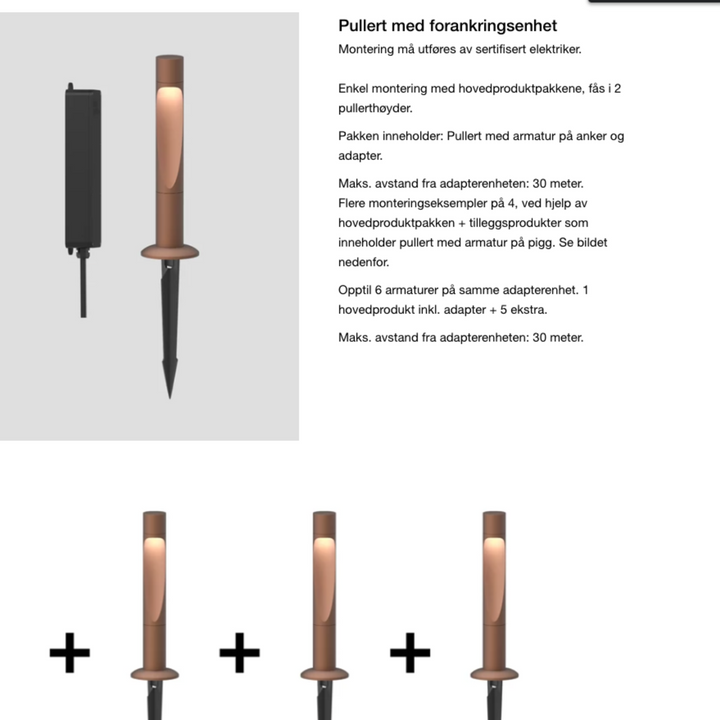 Louis Poulsen Flindt Garden med forankringsenhet u/adapter kort-Utebelysning pullert-Louis Poulsen-Corten-2700 Kelvin-LP__5747402513-Lightup.no