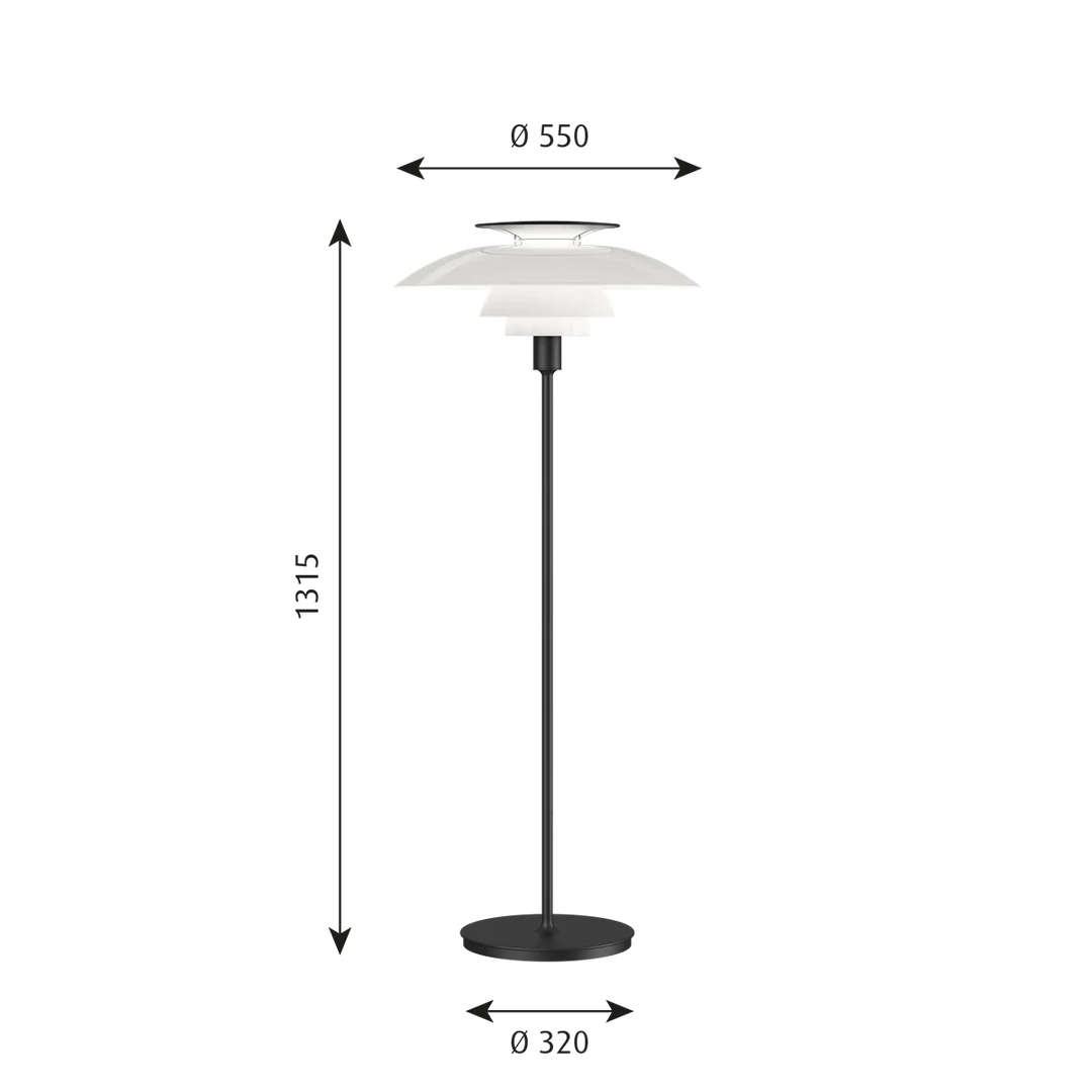 Louis Poulsen PH 80 gulvlampe-Gulvlamper-Louis Poulsen-Hvit / Opal / Krom-LP__5744610816-Lightup.no