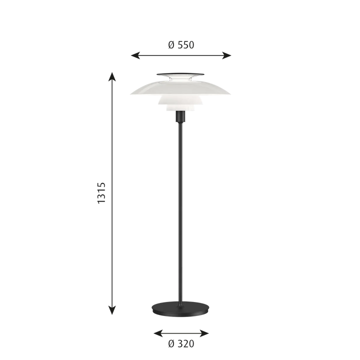 Louis Poulsen PH 80 gulvlampe-Gulvlamper-Louis Poulsen-Hvit / Opal / Krom-LP__5744610816-Lightup.no