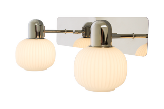 Messina vegglampe 2-Baderomsbelysning vegglamper-Aneta Lighting-Krom / Opal-10906-20-Lightup.no