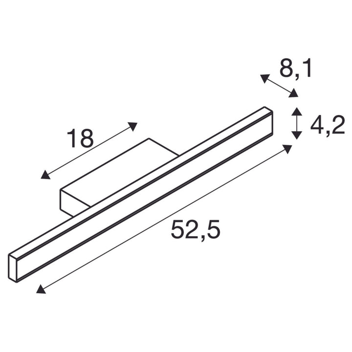 One Linear vegglampe opp/ned lys 52,2 cm 14W 2700/3000 Kelvin IP44 - Dimbar-Baderomsbelysning vegglamper-Slv-Svart-slv-1008084-Lightup.no