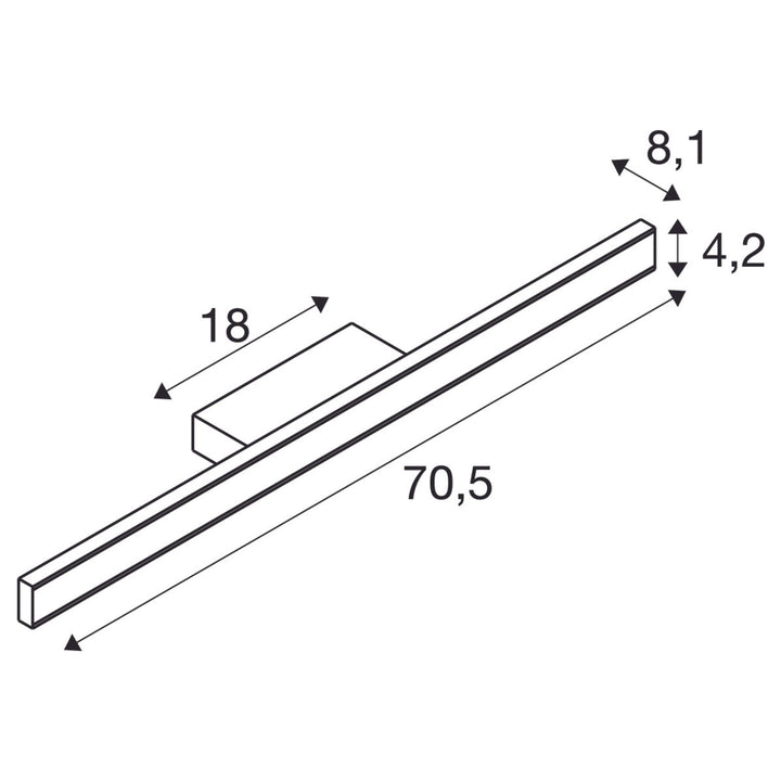 One Linear vegglampe opp/ned lys 70,5 cm 20W 2700/3000 Kelvin IP44 - Dimbar-Baderomsbelysning vegglamper-Slv-Svart-slv-1008081-Lightup.no