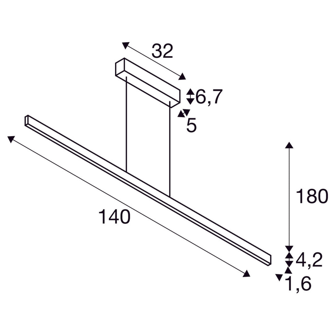 One linear 140 cm takpendel opp/ned lys 35W 2700/3000 Kelvin - Dimbar-Takpendler-Slv-Svart-slv-1006188-Lightup.no