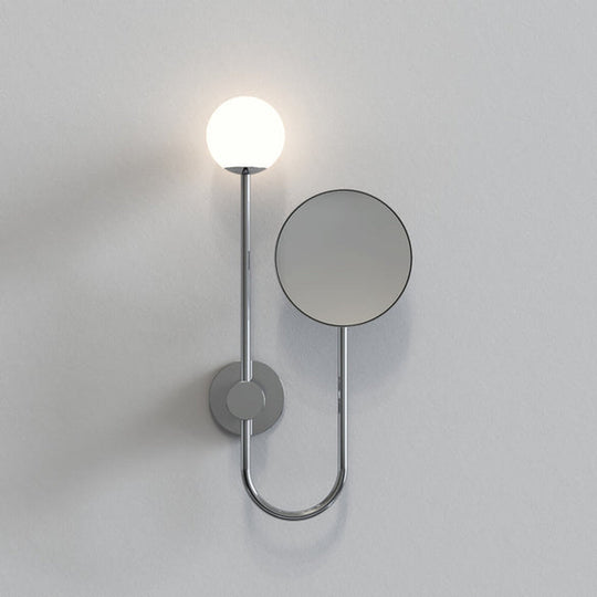 Orb Single vegglampe m/speil IP44 G9-Baderomsbelysning vegglamper-Astro Lighting-Svart / Opal-Asg__1424003-Lightup.no