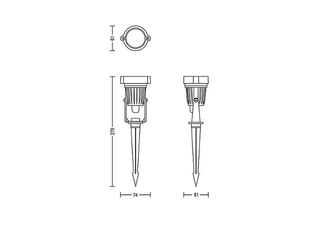 Philips Gardenlink Caper uplight 2700K 1,5W IP44 3-pakning - 24 Volt-Utebelysning uplight-Philips-Svart-929004072101-Lightup.no