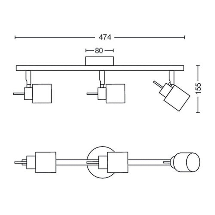 Philips Meranti skinne med 3 spot GU10-Taklamper-Philips-Hvit-929003253701-Lightup.no