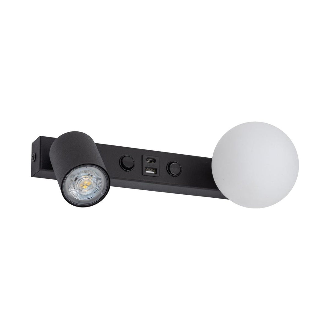 Vox vegglampe med USB-Vegglamper-TK Lighting-Svart-TK-10152-Lightup.no