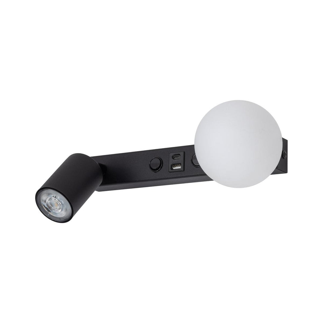 Vox vegglampe med USB-Vegglamper-TK Lighting-Svart-TK-10152-Lightup.no