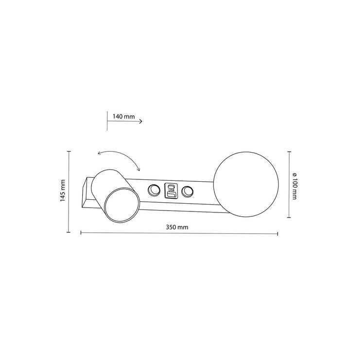 Vox vegglampe med USB-Vegglamper-TK Lighting-Svart-TK-10152-Lightup.no