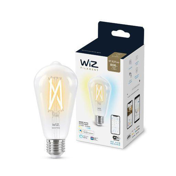 WiZ E27 Lyspære filament A64 6,7W Wifi - Justerbar fargetemperatur 2700-6500 Kelvin v1-Smartpærer E27-WiZ-929002417701-Lightup.no