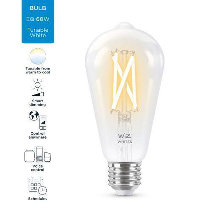 WiZ E27 Lyspære filament A64 6,7W Wifi - Justerbar fargetemperatur 2700-6500 Kelvin v1-Smartpærer E27-WiZ-929002417701-Lightup.no