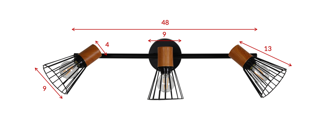 Atticus tak-/vegglampe 3 lys - Svart/Trefarget-Vegglamper-Venture Home-15515-888-Lightup.no