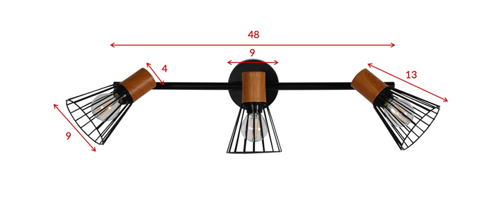 Atticus tak-/vegglampe 3 lys - Svart/Trefarget-Vegglamper-Venture Home-15515-888-Lightup.no