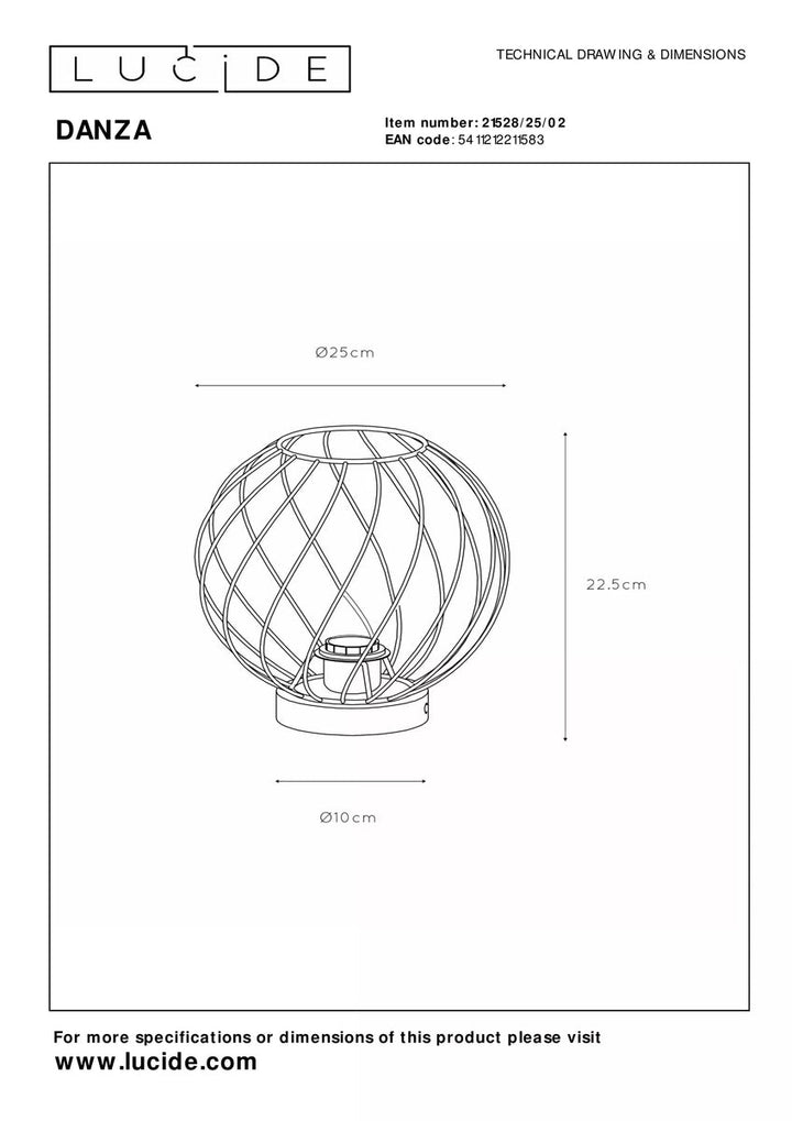 Danza bordlampe 25 cm - Matt gull/messingfarget-Bordlamper-Lucide-Messing-LC21528/25/02-Lightup.no