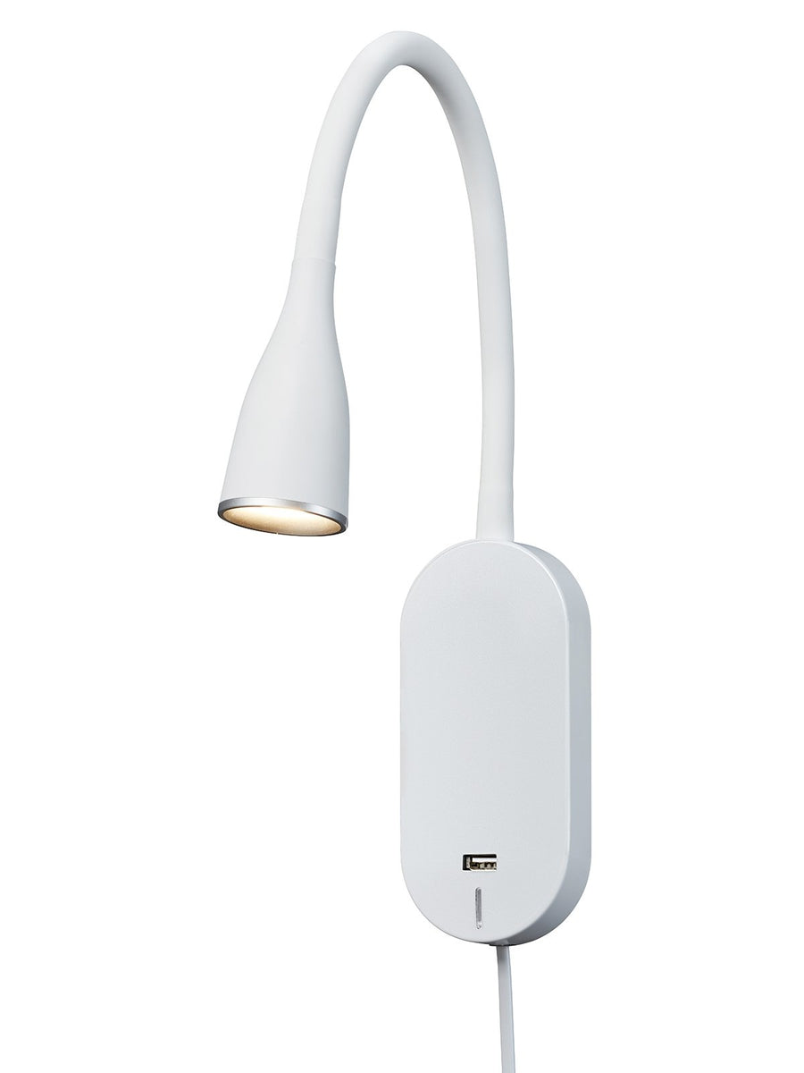 Eye vegglampe 5 watt dimbar m/ USB - Hvit-Vegglamper-Nielsen Light-NL-380413-Lightup.no