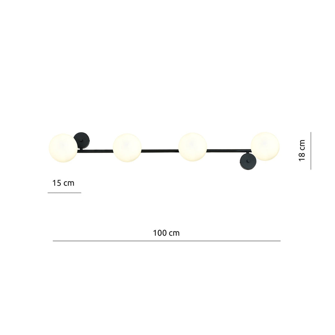 Gia vegglampe 4-lys - Svart/Opal hvit-Vegglamper-Emibig-Svart / Opal-1208/4-Lightup.no