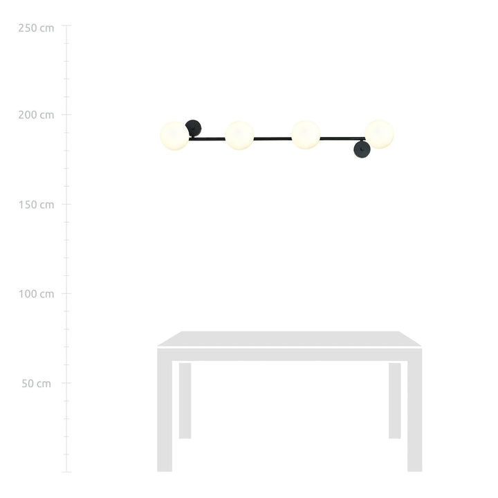 Gia vegglampe 4-lys - Svart/Opal hvit-Vegglamper-Emibig-Svart / Opal-1208/4-Lightup.no